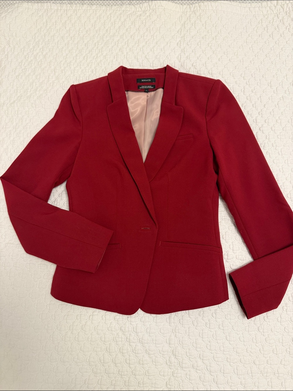 RW&CO. Red Single-Button Tailored Blazer